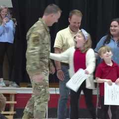 WEB EXTRA: Local soldier surprises children at West Lauderdale Elementary
