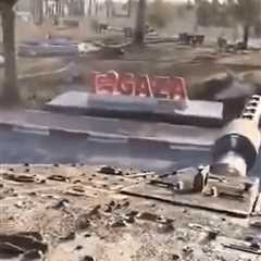 Watch moment Israeli tank crushes ‘I love Gaza’ sign as IDF seize control of Rafah crossing ahead..